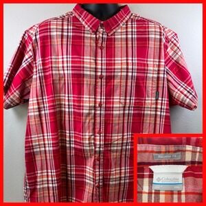 Columbia Shirt Men's‎ XXL Red/White Plaid Short Sleeve Button-up Casual